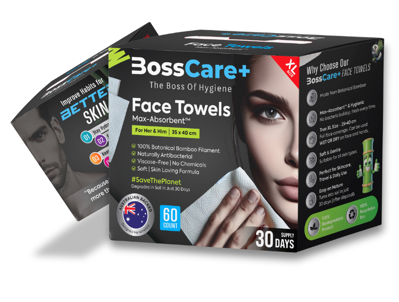 Slider 1 – BossCare+ Face Towel Products – 2 Boxes BossCare+ Face Towel Products - For Her and Him - 2 Boxes